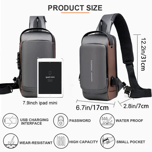 Black | Anti-Theft USB Charging Shoulder Bag