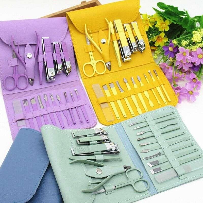 16 Pcs Manicure & Pedicure Tool Set with Leather Case