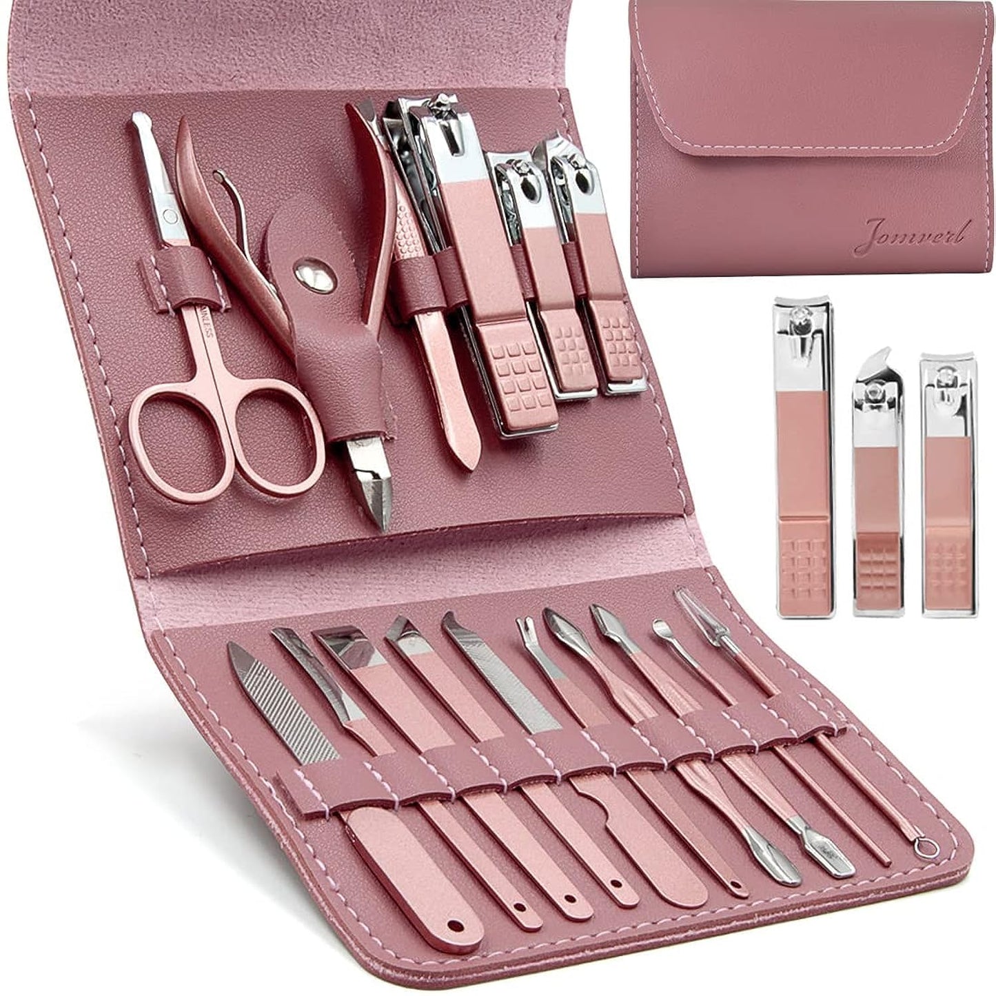 16 Pcs Manicure & Pedicure Tool Set with Leather Case