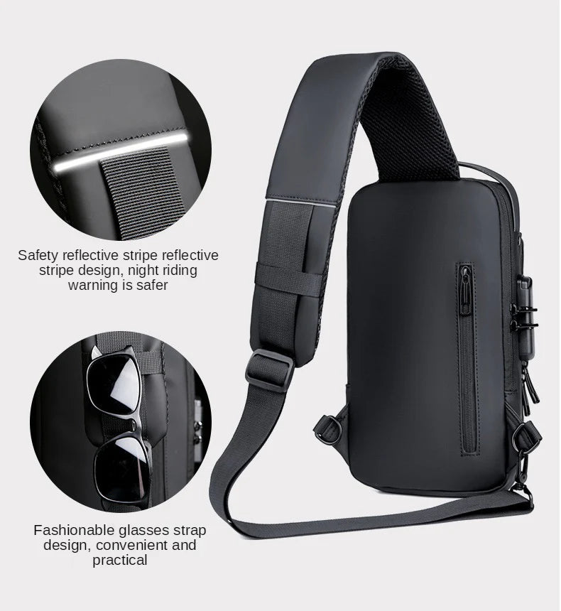 Black | Anti-Theft USB Charging Shoulder Bag