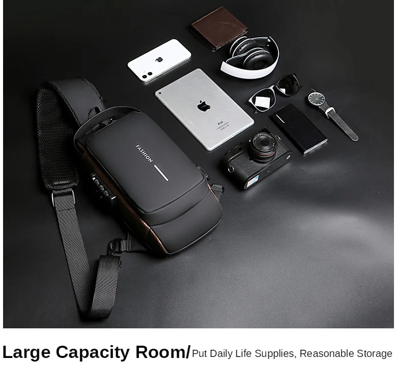 Black | Anti-Theft USB Charging Shoulder Bag