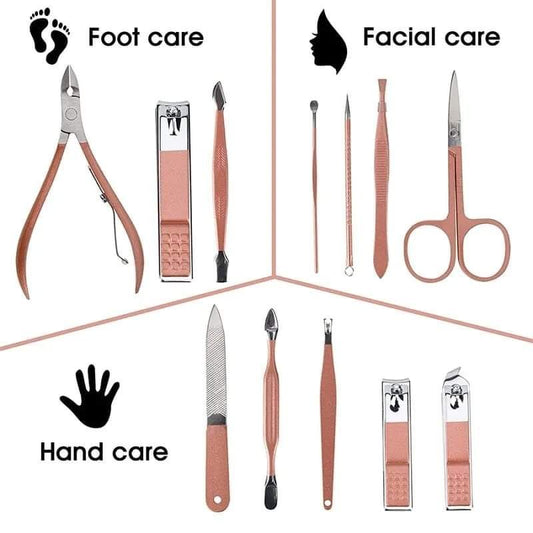 16 Pcs Manicure & Pedicure Tool Set with Leather Case