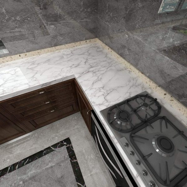 White & Dark Grey | Marble Sheet Sticker 60x200cm | Waterproof Self-Adhesive PVC Wallpaper