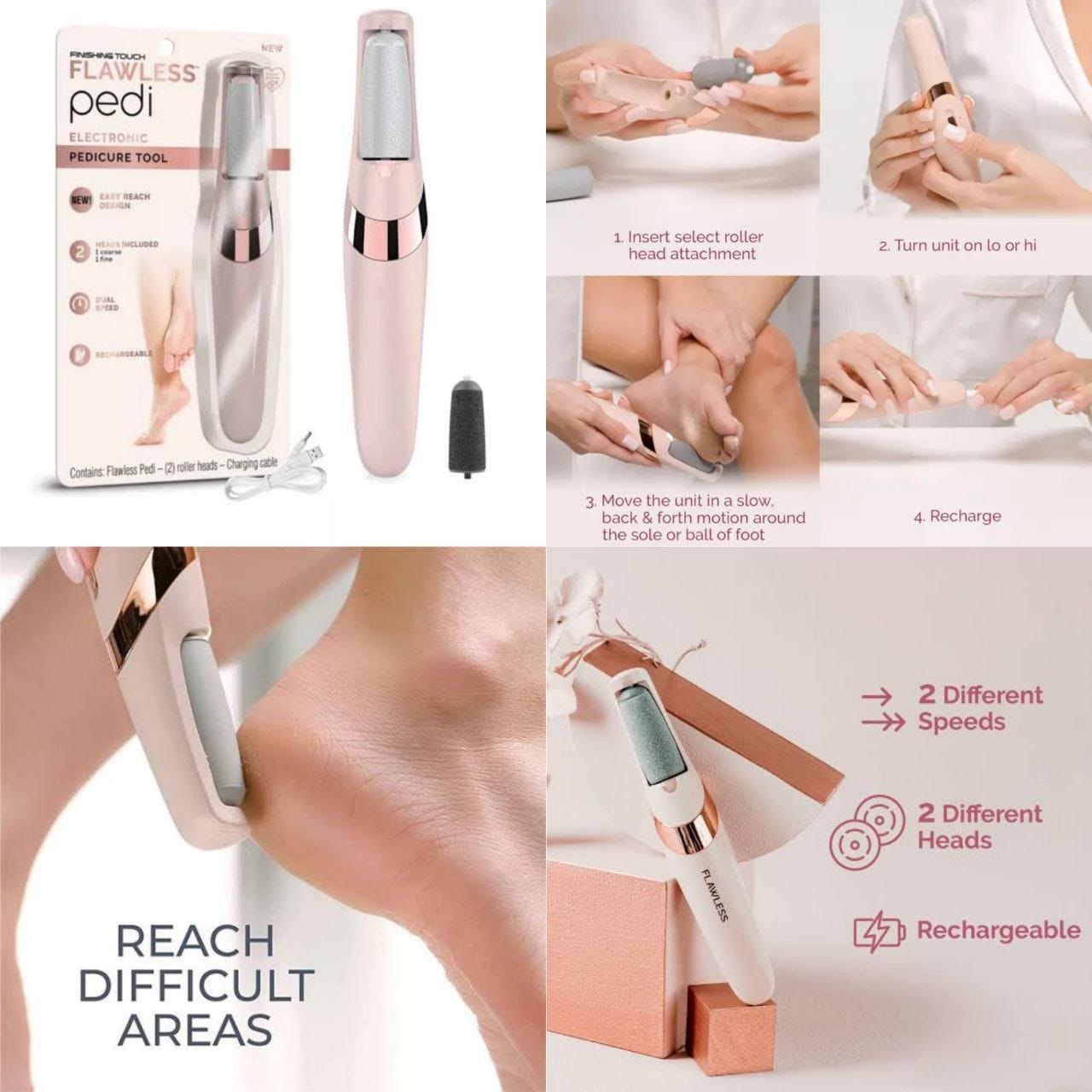 Flawless Pedicure Callus Remover Tool | Rechargeable Cordless Foot Care Kit for Smooth Heels